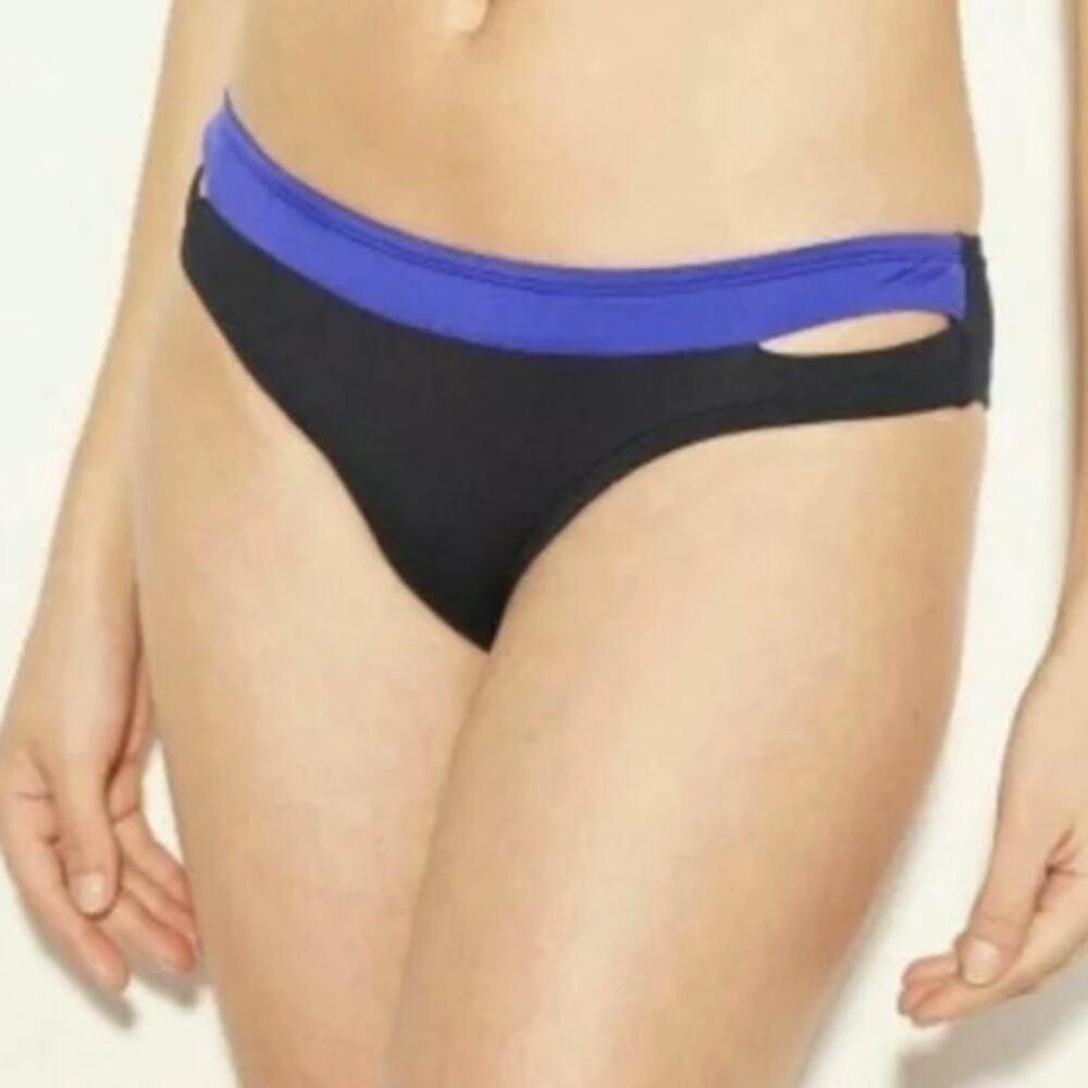 SHADE & SHORE Black & Blue Cutout Bikini Swimsuit Bottoms Mix & Match Sz: XL NEW - Picture 3 of 16